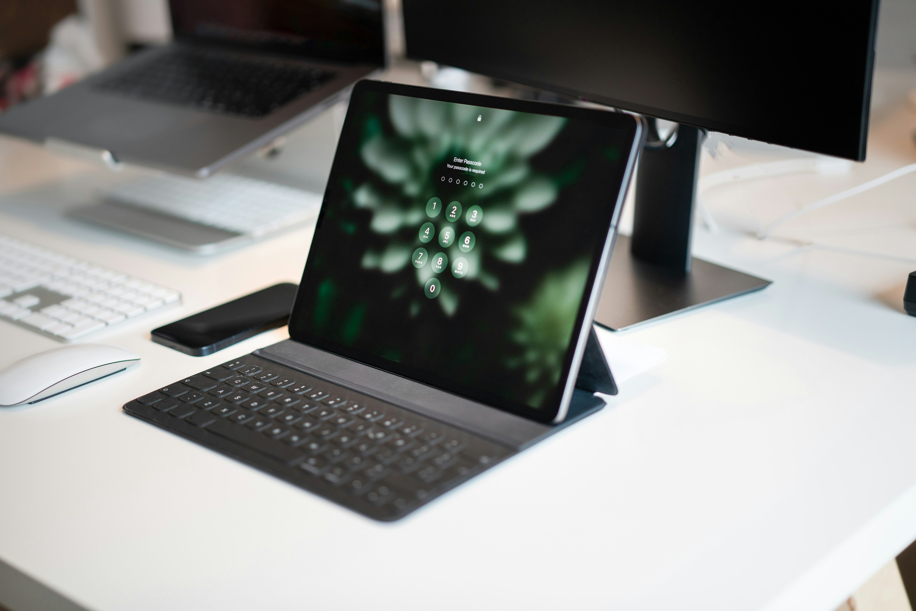 Apple iPad turned on and waiting for Password Input from User